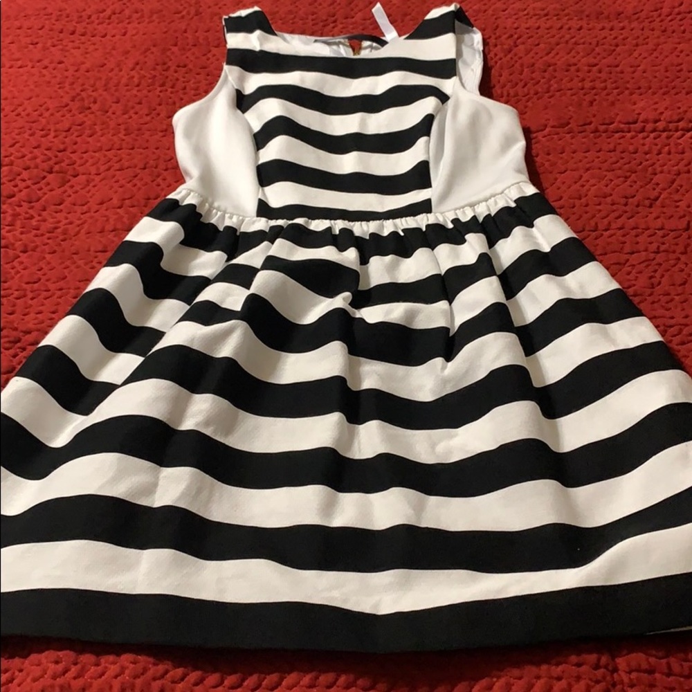 Black and white striped cocktail dress